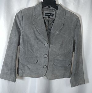 Monterey Bay Clothing Company Gray Suede Leather Woman Blazer Jacket 8P Western